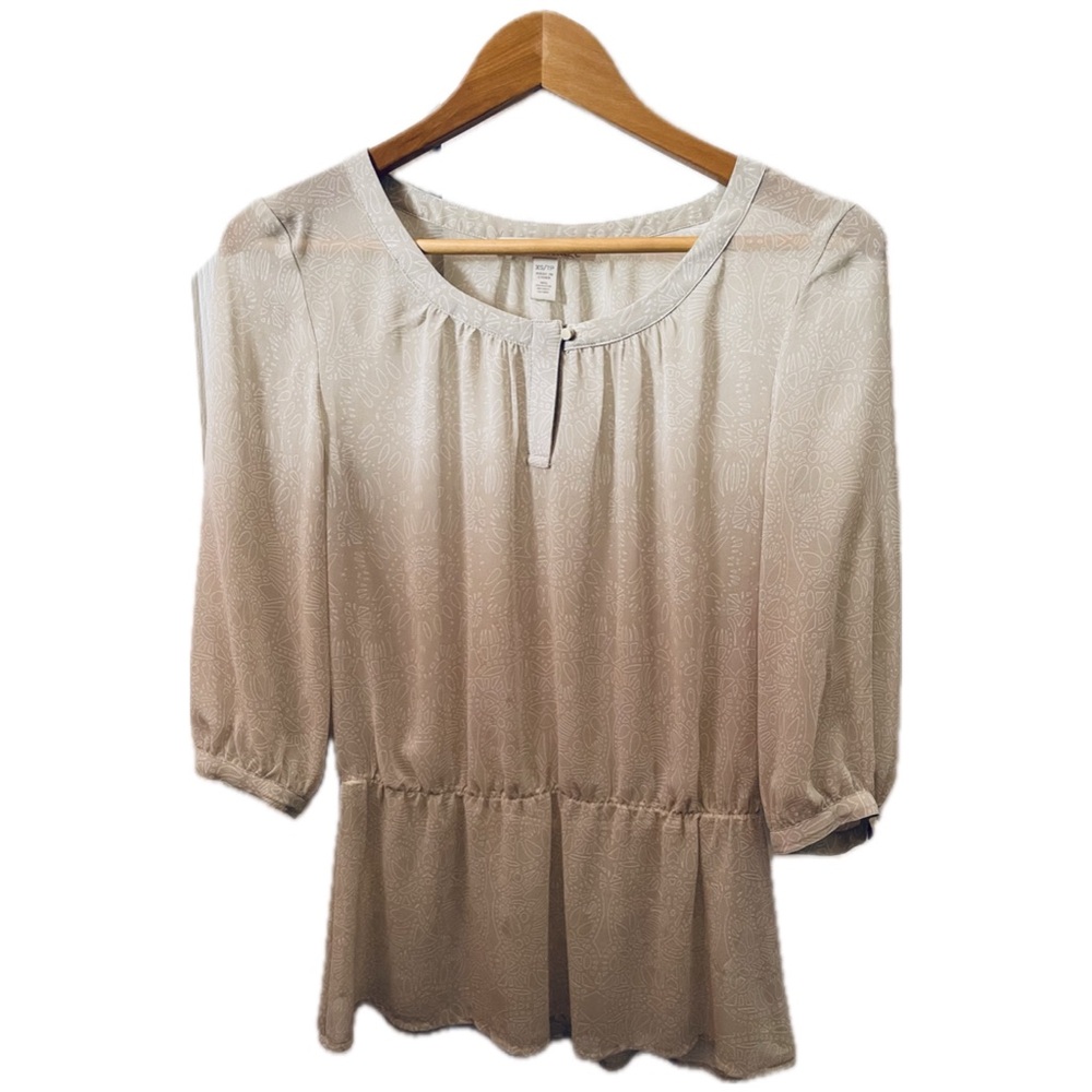 Banana Republic Tan Peplum Blouse Relaxed Style